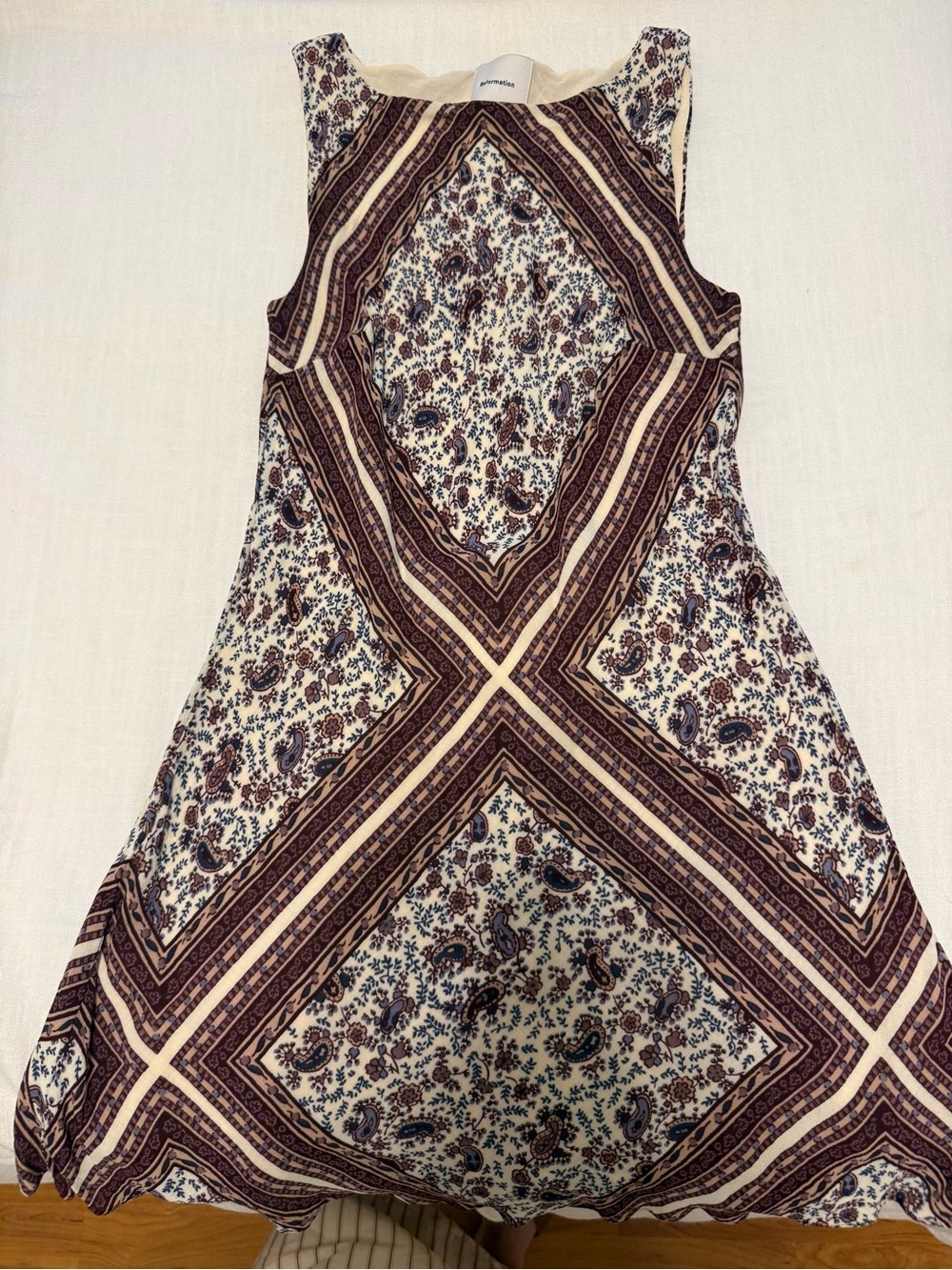 Reformation Dale Mini Dress in Burgundy and Cream Paisley Medium - Picture 2 of 3